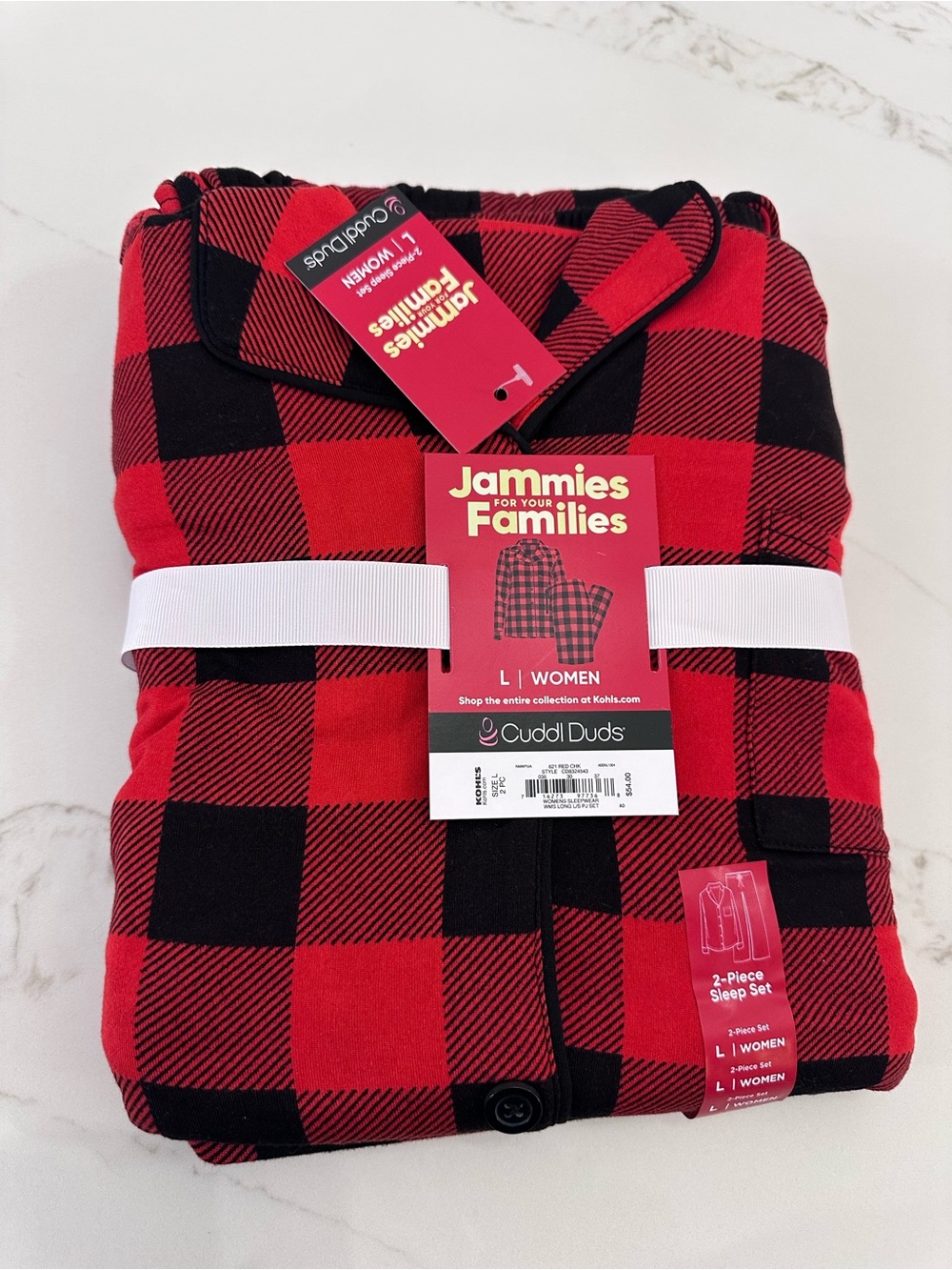 Cuddl Duds Red & Black Buffalo Plaid Pajama Set